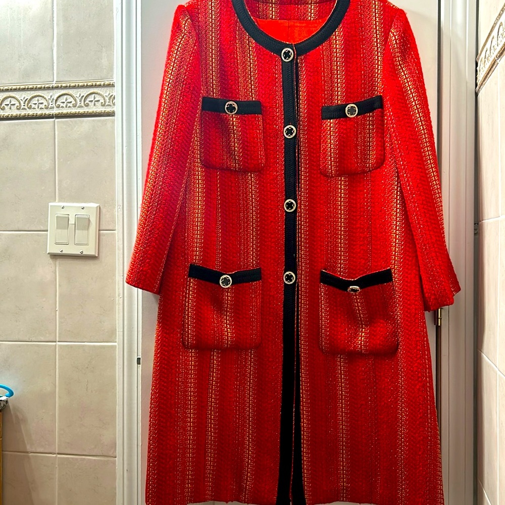 Size 14 , Red and gold color, Italian wool fabric. High quality.